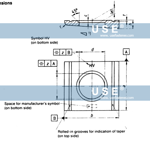 DIN 6918 - Square taper washers for high strenghth structural bolting of steel channel sections